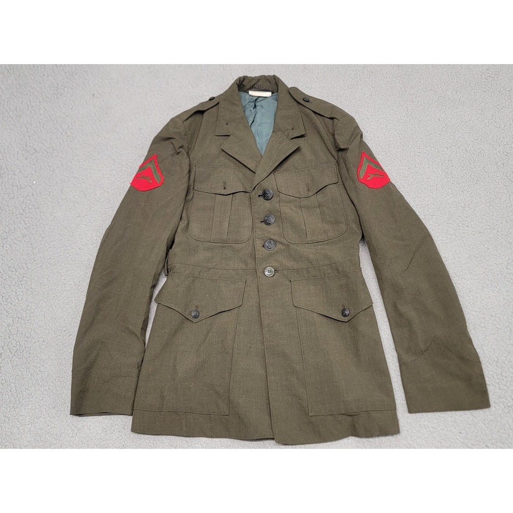 Vintage USMC‎ Dress Green Coat Mens 39S Service Uniform Jacket Military 80s